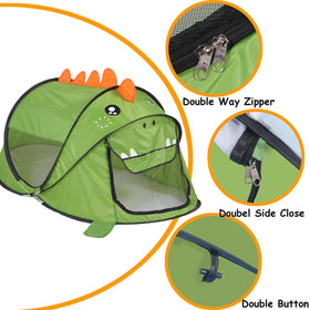 Ryssin pop-up tent dimensions highlight a large play area for 2-3 children.