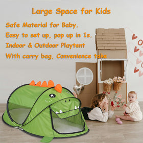 Ryssin dinosaur tent interior shows roomy space for kids and friends.