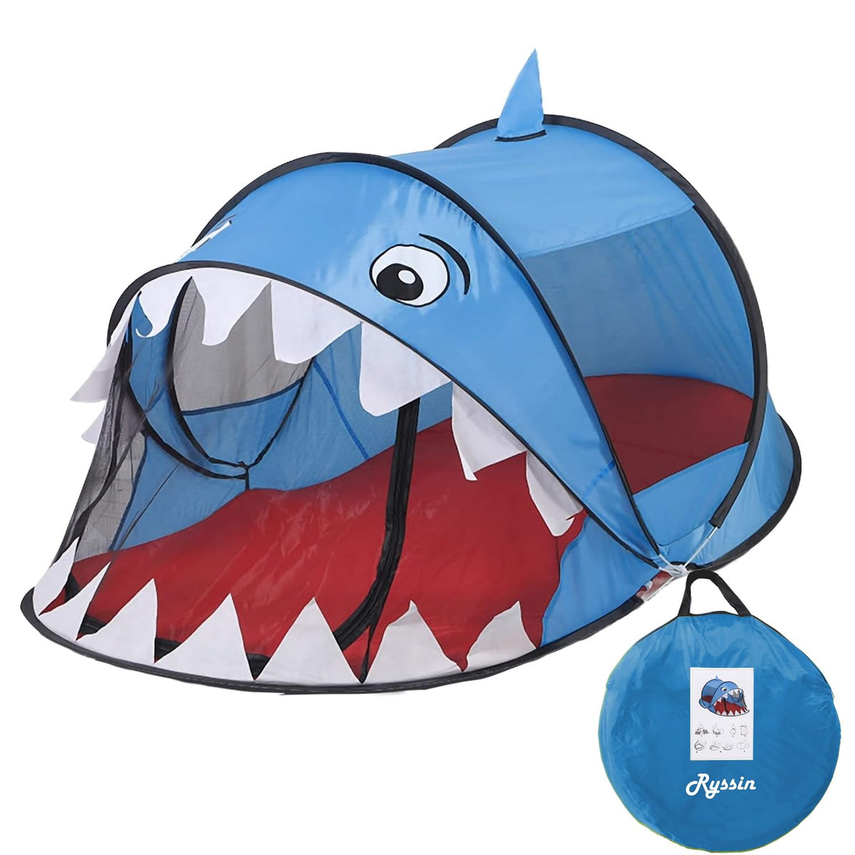 Ryssin pop up tent kids shark playhouse opened for imaginative indoor or outdoor play