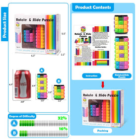 Rytoys colorfully rotating cube slides during travel for concentration.