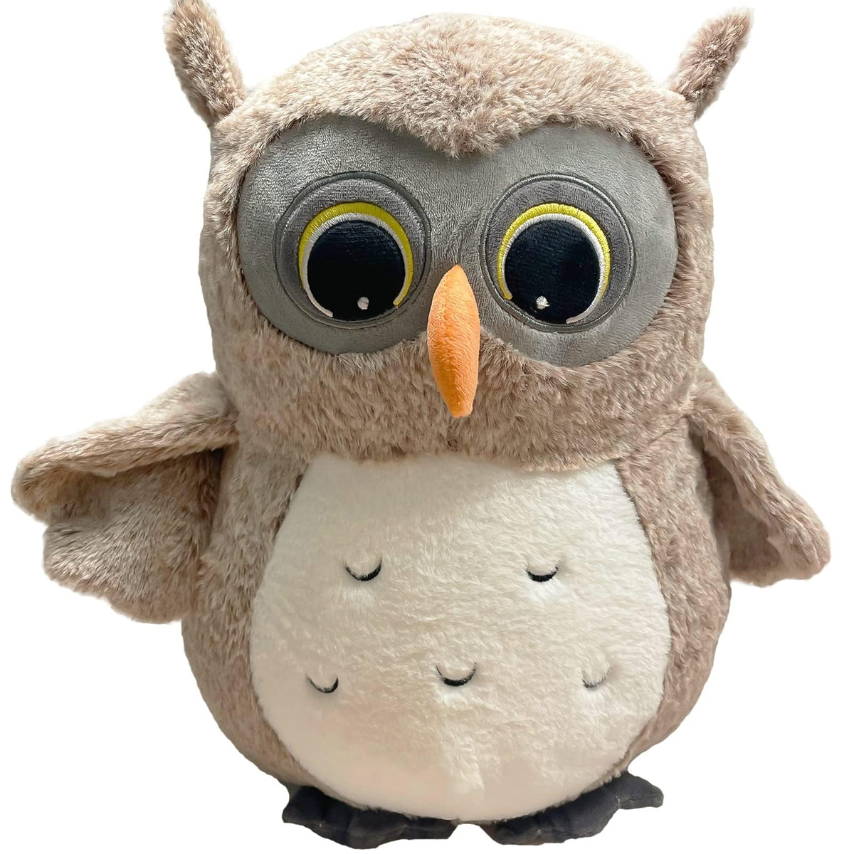 Ryttir 15.7-inch chubby gray owl plush with large eyes for comforting companionship.