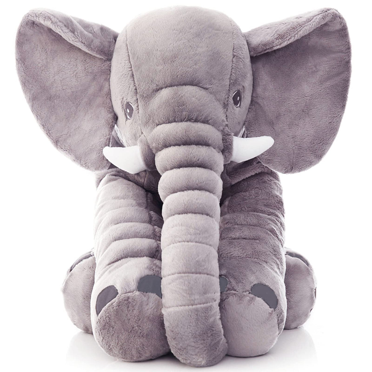 Ryttir 24-inch elephant face close-up, soft plush, a comforting newborn companion.