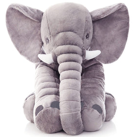 Ryttir 24-inch elephant face close-up, soft plush, a comforting newborn companion.
