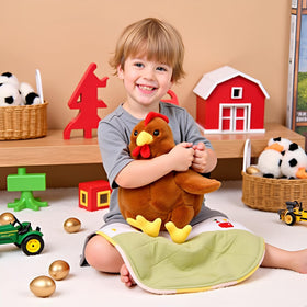 Ryttir large chicken plush acting as a versatile cuddle companion