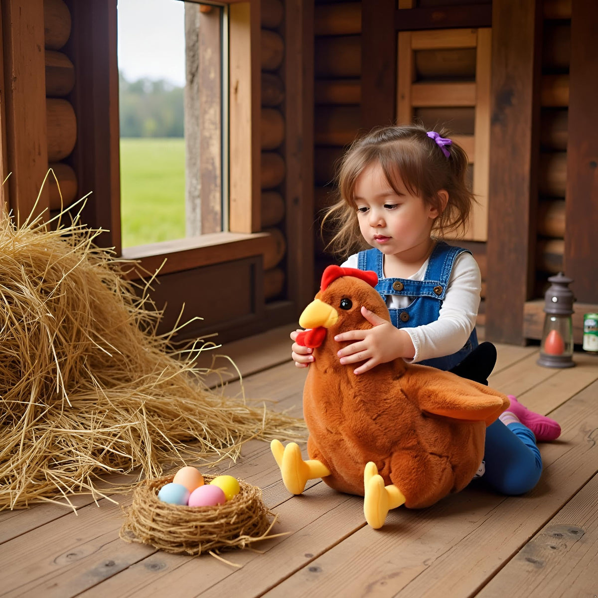 Ryttir large chicken plush showing rotund belly for a huggable feel