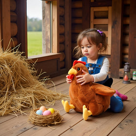Ryttir large chicken plush showing rotund belly for a huggable feel