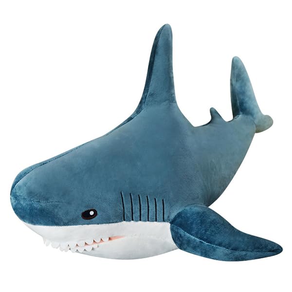 Ryttir giant shark plush with ultra-soft fabric for cozy cuddles and decor.