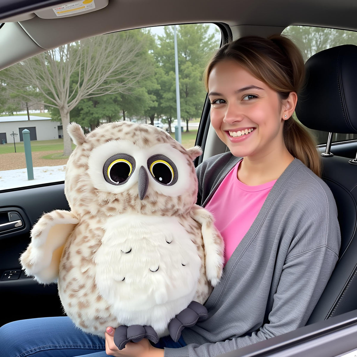 Ryttir Snowy Owl plush arrives ready-to-gift in camera-ready packaging.