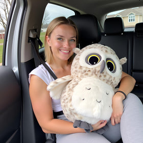 Ryttir Snowy Owl plush perched pose ideal for shelving display.