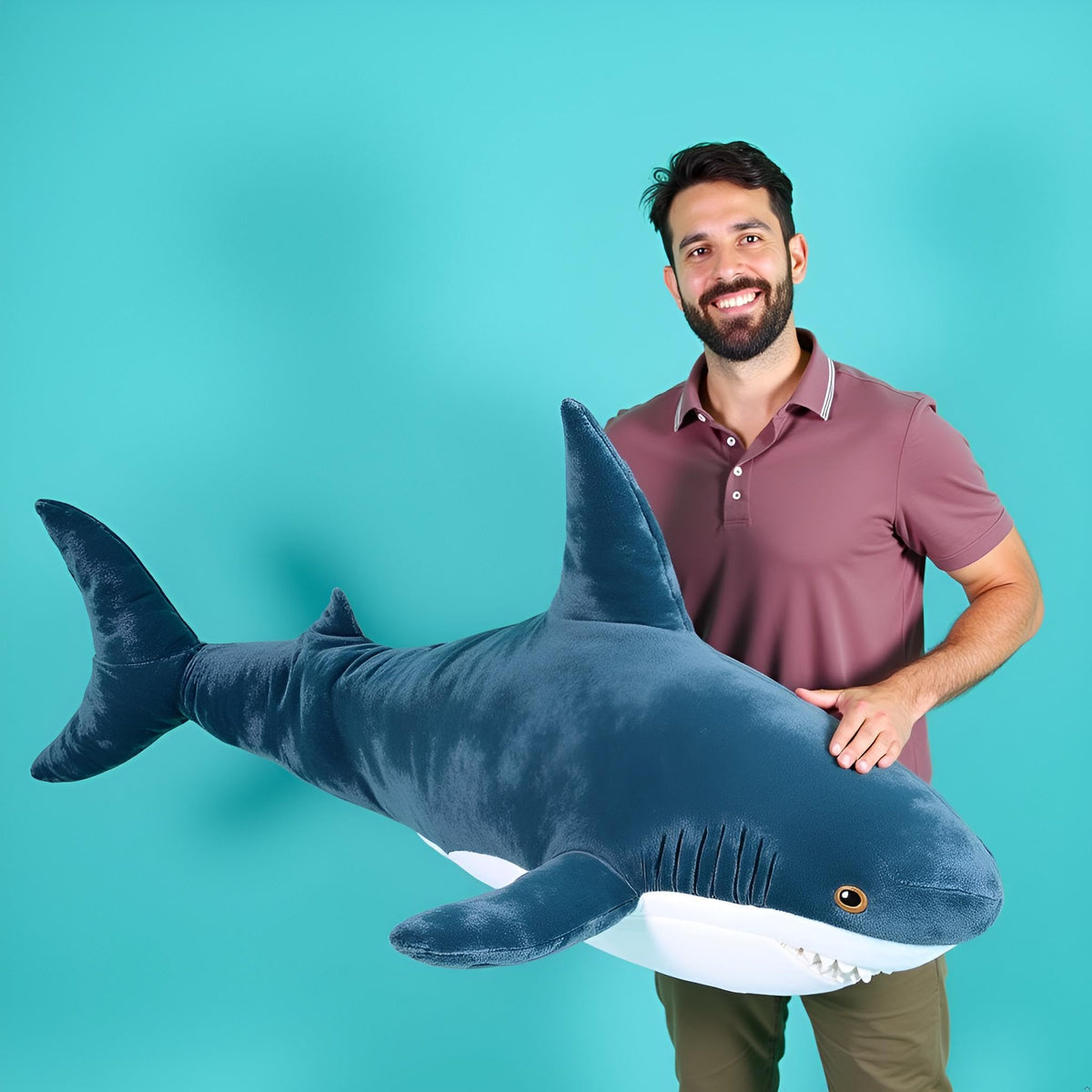 Ryttir shark toy uses stain-resistant fabric for busy households.
