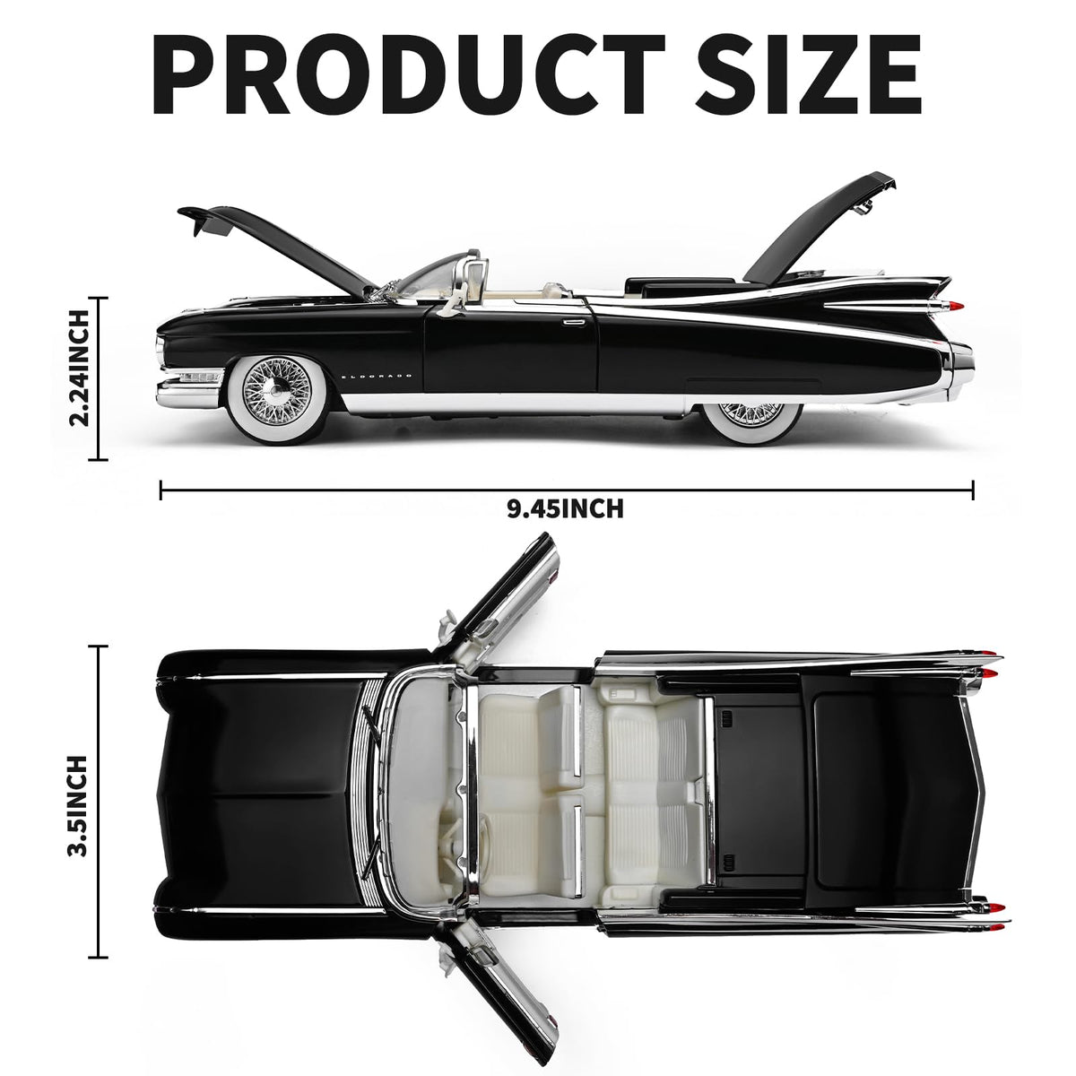 RZAPE Eldorado 1:24 diecast open doors in black for interactive play