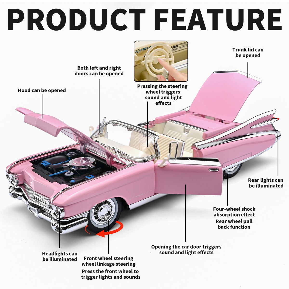 RZAPE Eldorado 1/24 diecast chassis interior with detailing