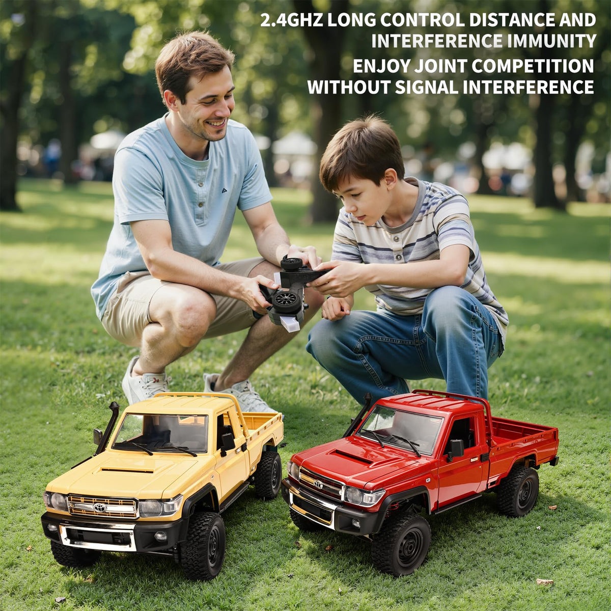 RZAPE RC Rock Crawler remote control image showcases 2.4 GHz interference-free play