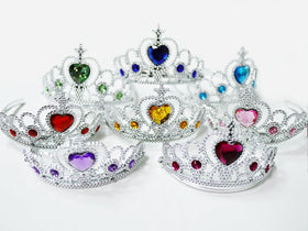 S&E Teacher's Edition princess crowns close-up, durable plastic for kids' dress-up.