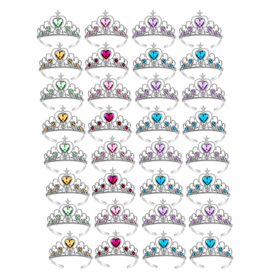 S&E Teacher's Edition tiaras 32pc pack glittery crowns for pretend play.
