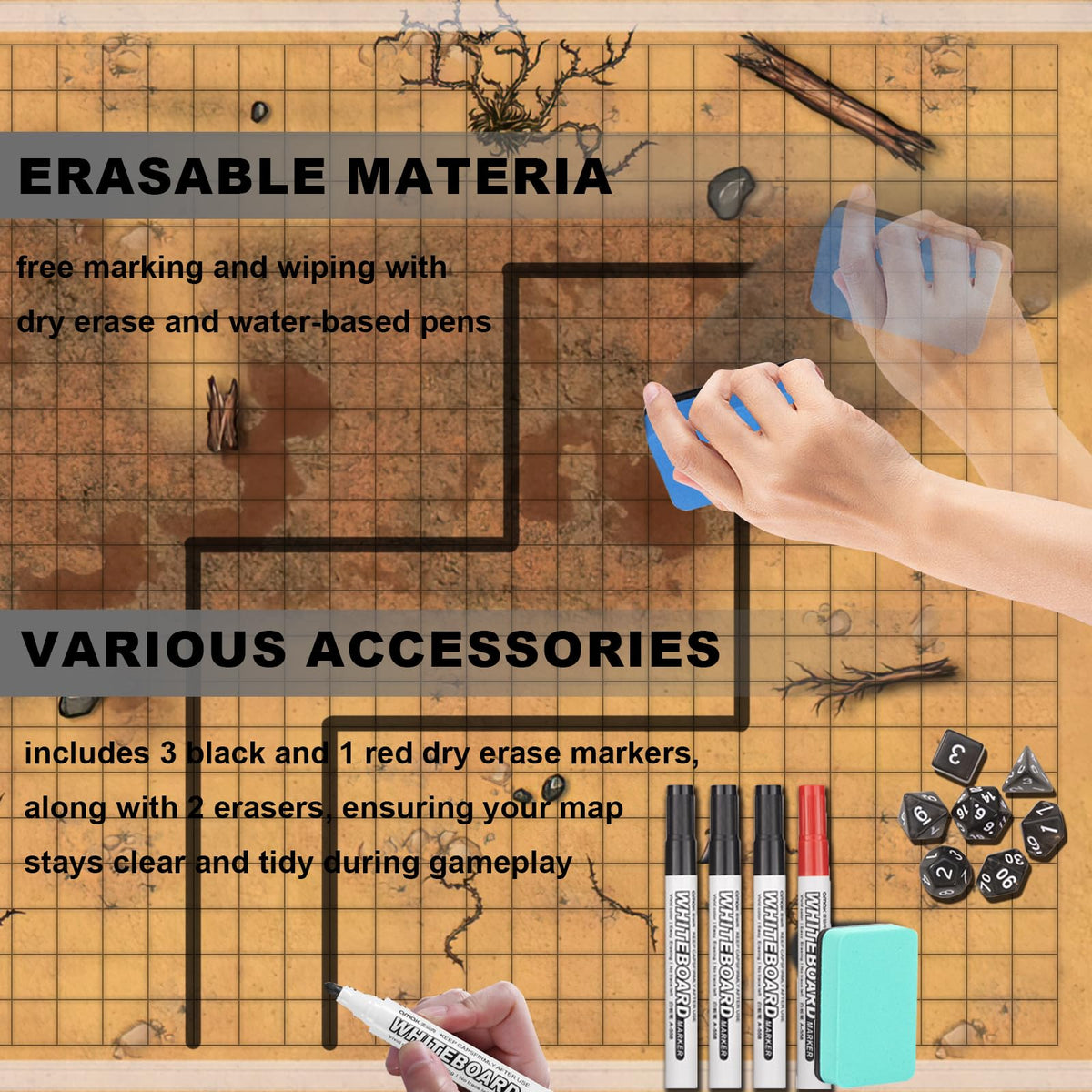 Sabermaster DND Map 13x17 double-sided tiles for flexible layouts