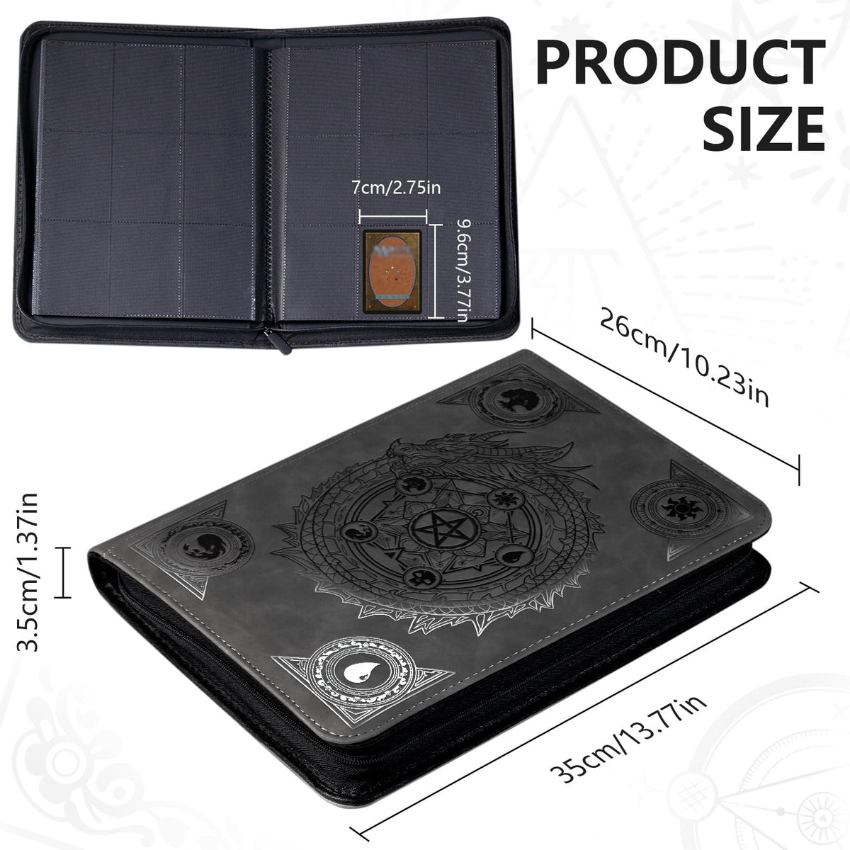 Sabermaster ringless zip binder enables quick, secure access to cards.
