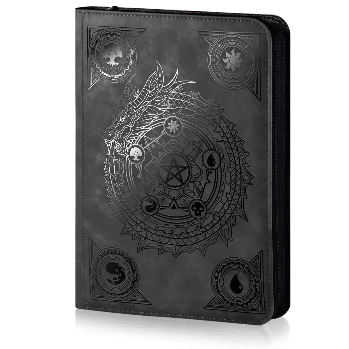 Sabermaster trading card binder with laser foil cover enhances display appeal.