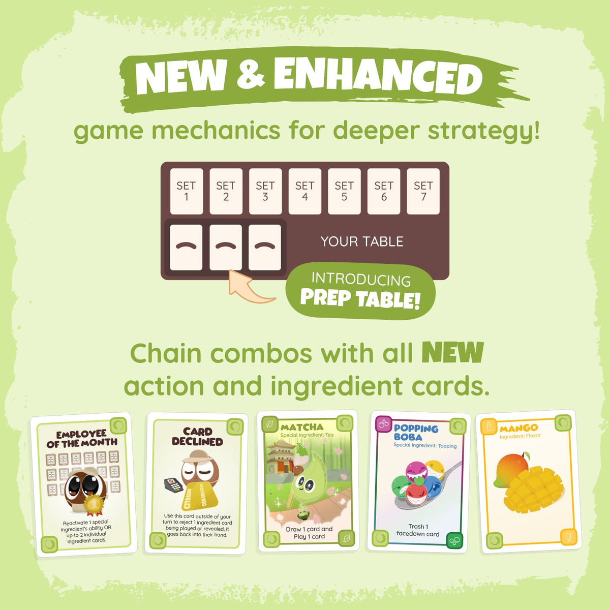 Sabobatage Legends of Matcha cards showcasing flavors to spark quick rounds.