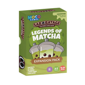 Sabobatage Legends of Matcha expansion cover for family-friendly party play.