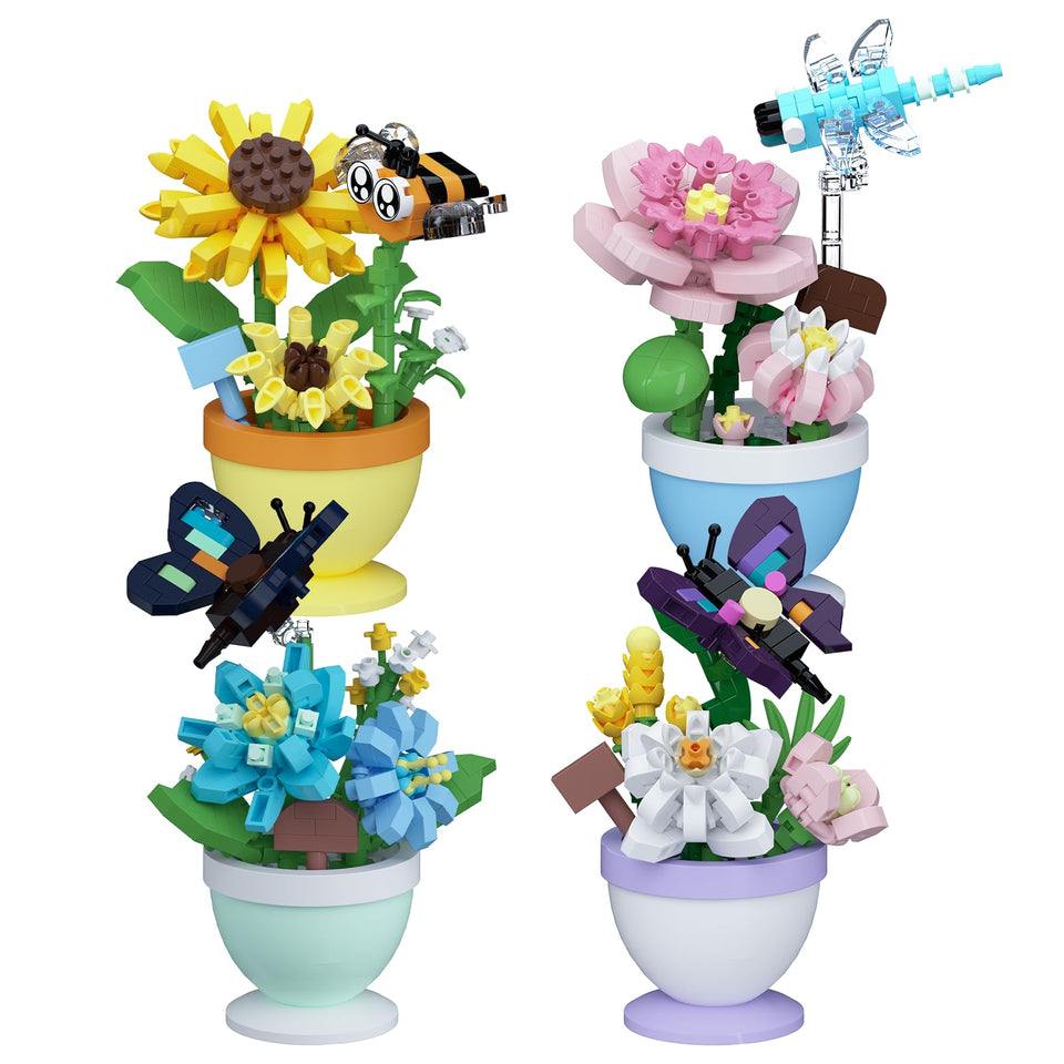 Sacblirr mini flower bonsai with bees for desk decor and calming creativity