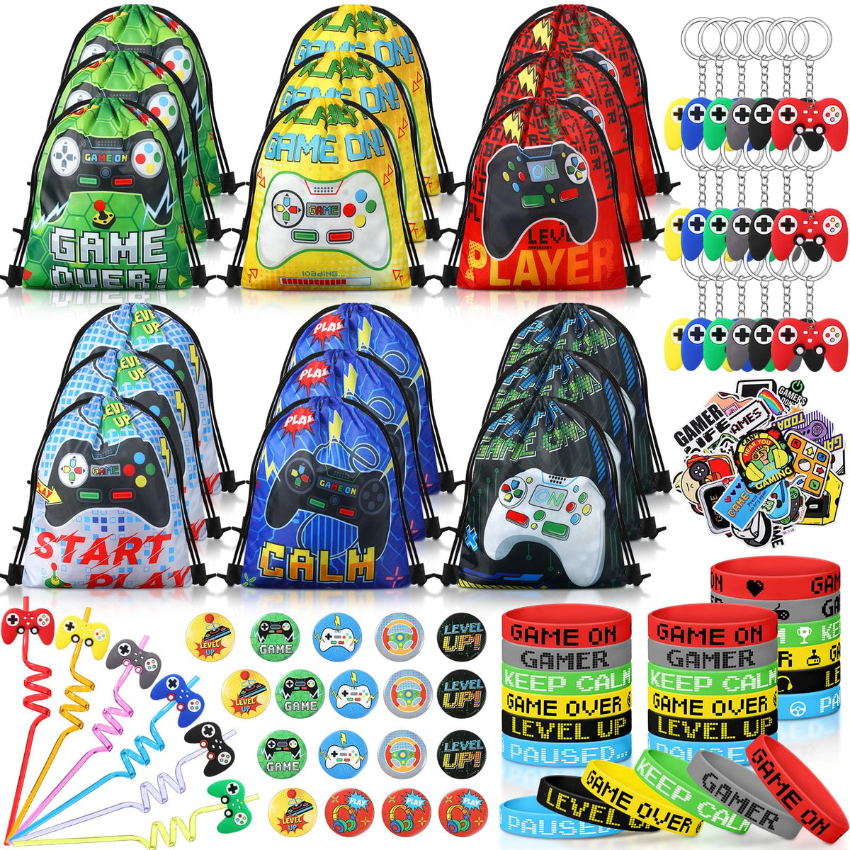 Sadnyy gaming favors drawstring bags with controllers, ideal for convenient party gift storage.