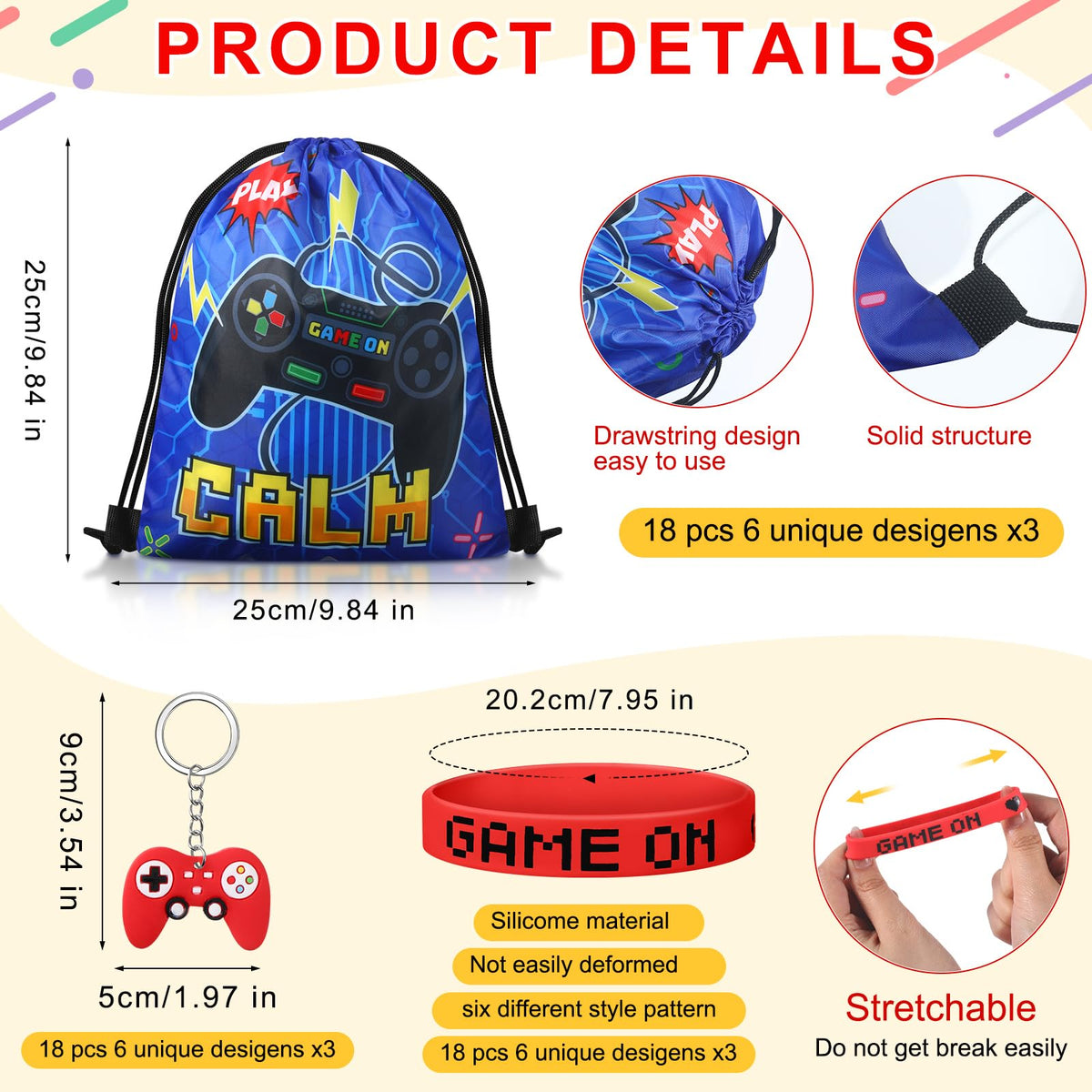 Sadnyy gaming straws with playful graphics, great for favors and beverages.