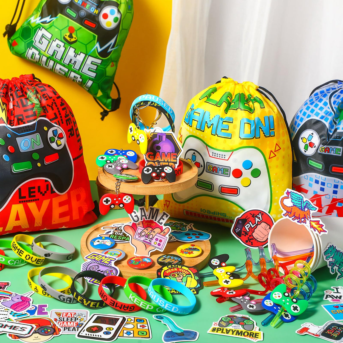 Sadnyy silicone bracelets with game themes, soft wearability and party loot appeal.