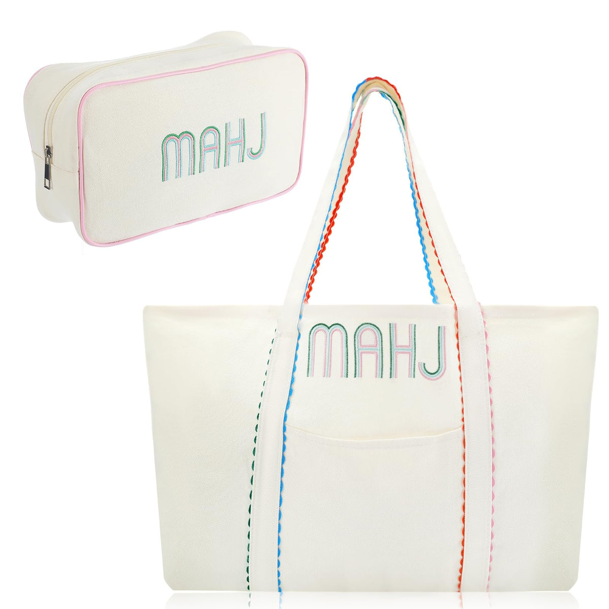 Sadnyy mahjong canvas tote bag; spacious and stylish for game-night essentials.