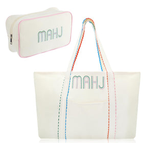Sadnyy mahjong canvas tote bag; spacious and stylish for game-night essentials.