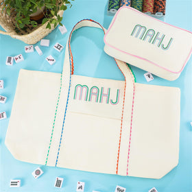 Sadnyy pastel mahjong bag set; chic colorway for stylish game nights.