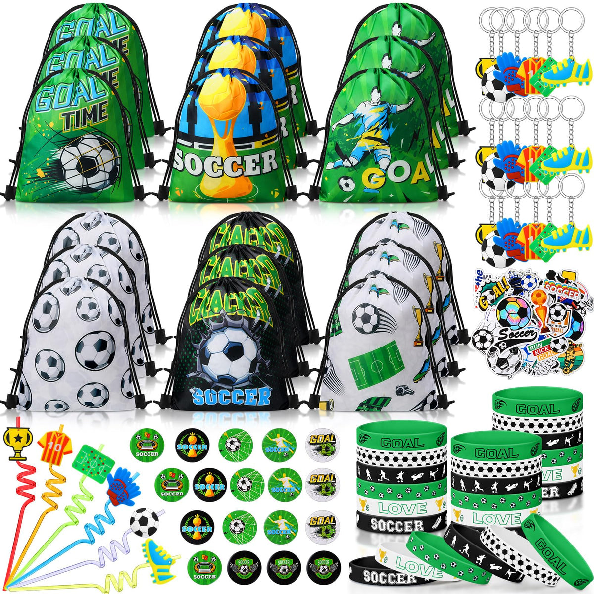 Sadnyy soccer drawstring bags for colorful party favors and easy storage.
