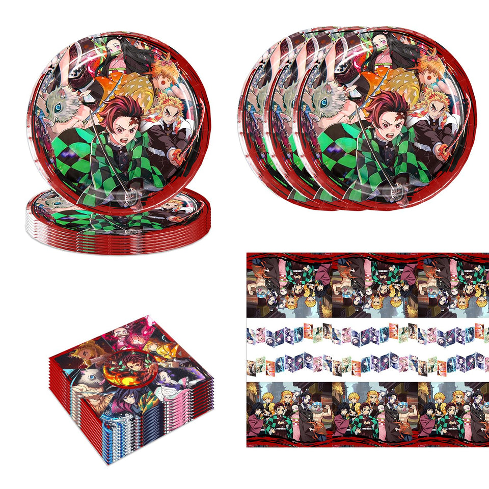 SAEYZ Demon Slayers 7-inch ivory plates for sturdy party meals