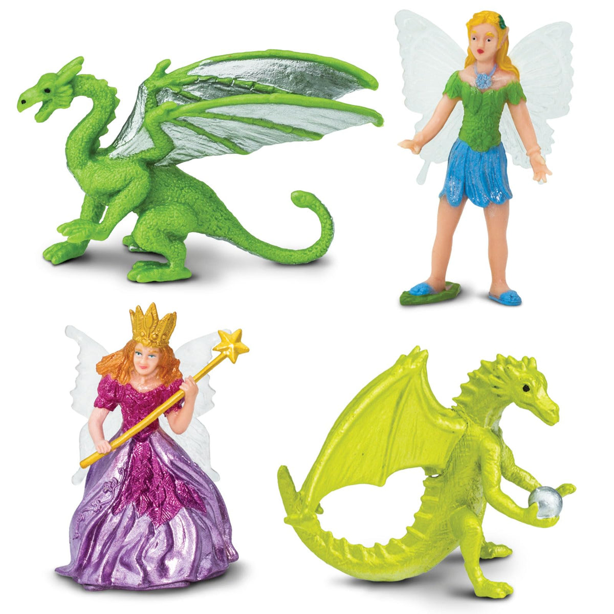 Safari Ltd. dragon figurine close-up shows vibrant colors and fine details for display.