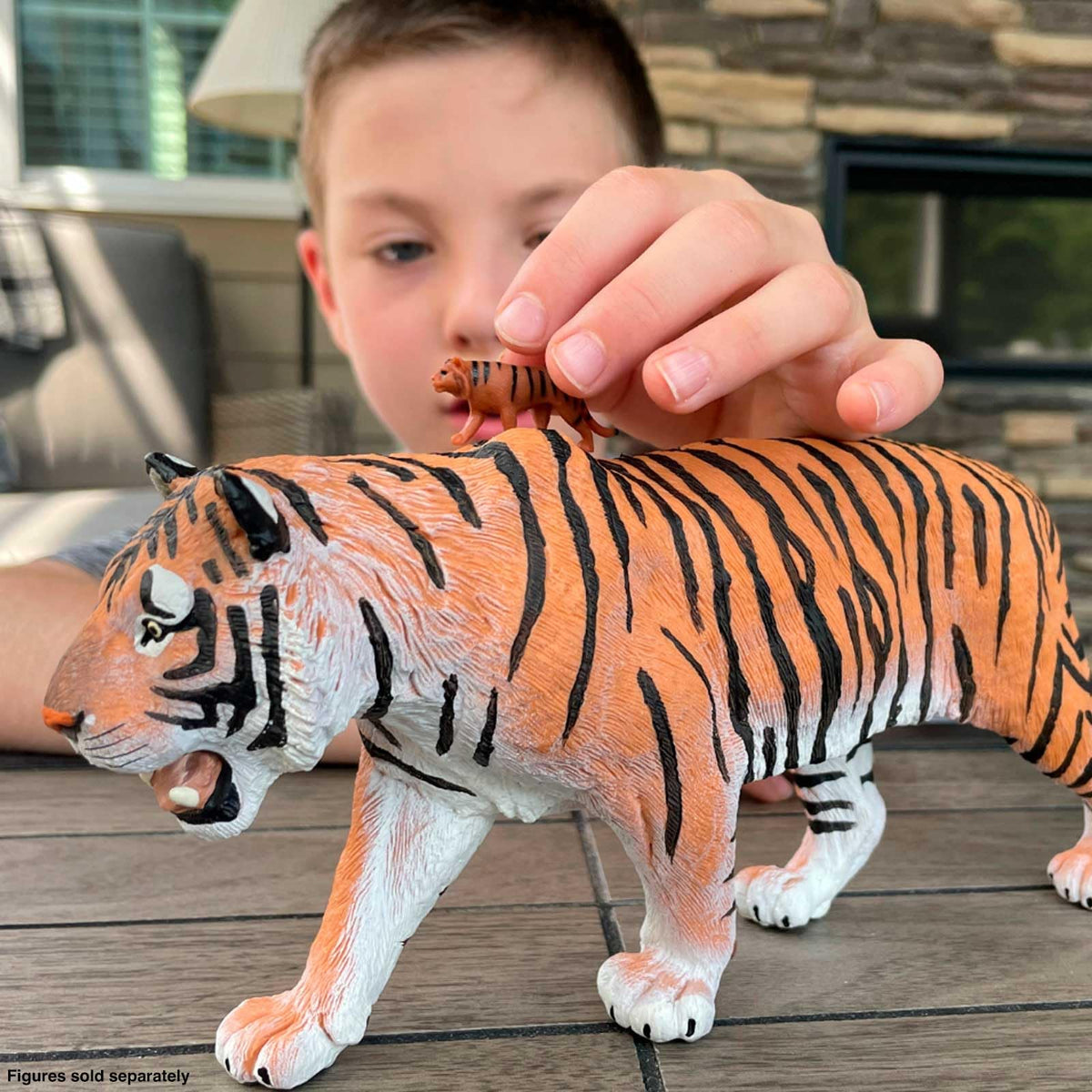Safari Ltd Siberian Tiger Figurine front view with vivid colors for visual learning