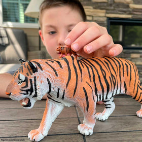 Safari Ltd Siberian Tiger Figurine front view with vivid colors for visual learning