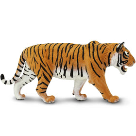 Safari Ltd Siberian Tiger Figurine hangtag view with multilingual learning info