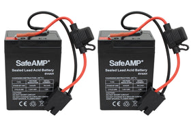 SafeAMP blue 6V battery pack for Fisher-Price Power Wheels, two-pack.