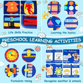 SaFeli Busy Board soft felt construction provides safe tactile exploration.