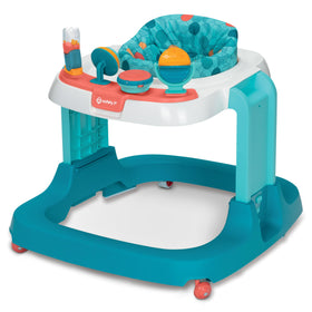 Safety 1st Ready, Set, Walk! DX teal walker front view with stable wide base.