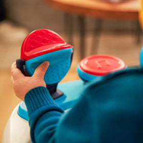 Safety 1st Ready, Set, Walk! DX teal walker machine-washable seat pad detail.