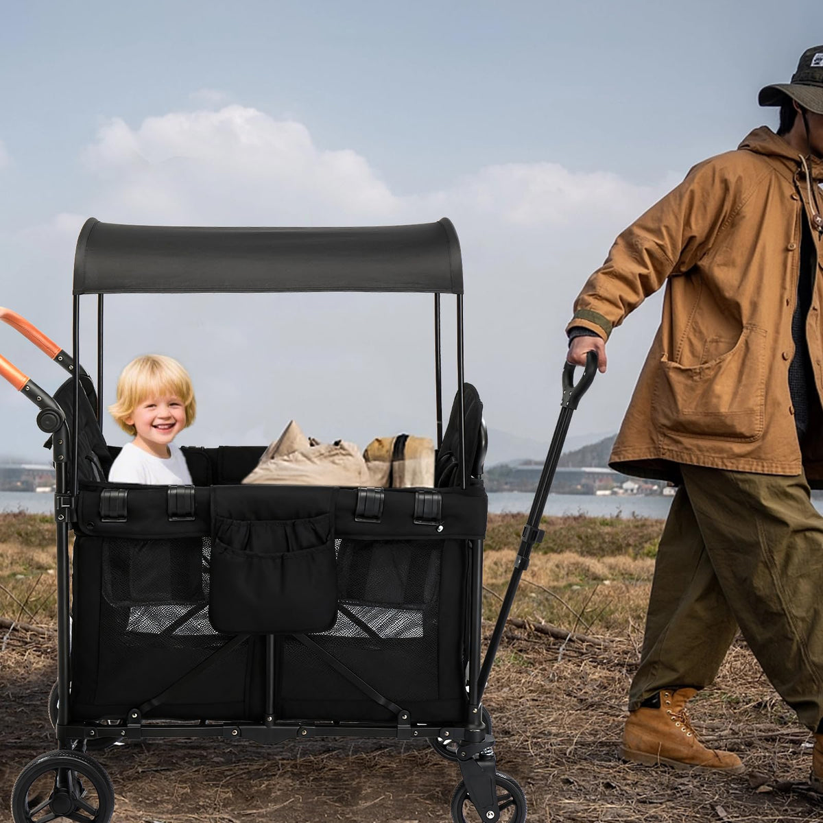 SAFETY CAREYA wagon folded compact for easy storage and transport.