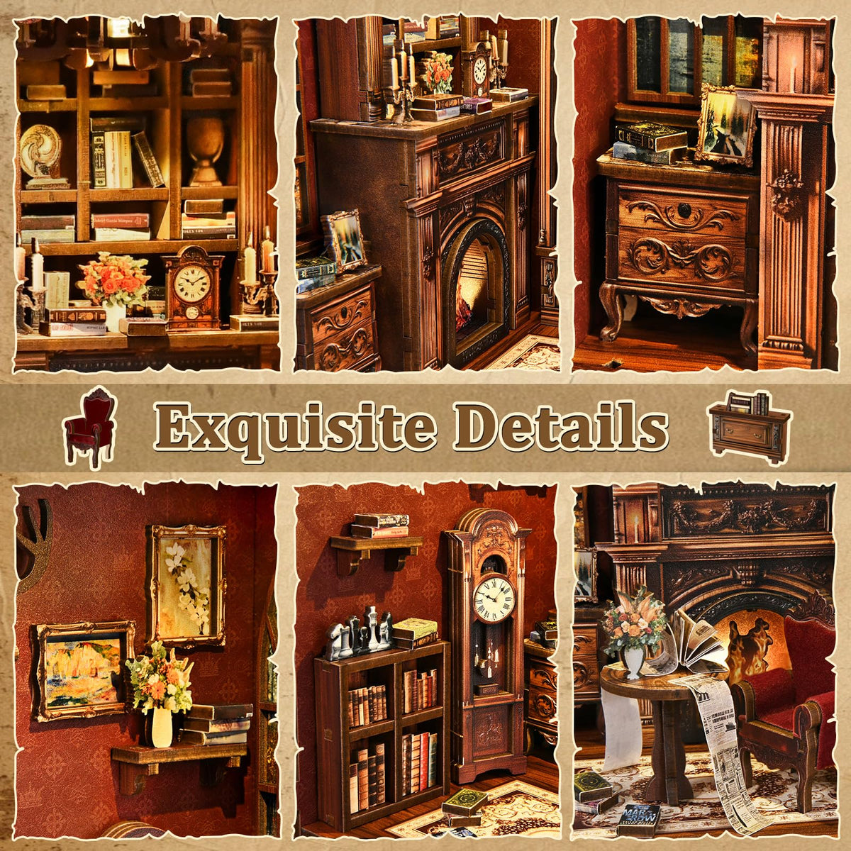 Sagiterra Book Nook Kit lets you craft miniature furniture, enhancing your shelf with tactile details.