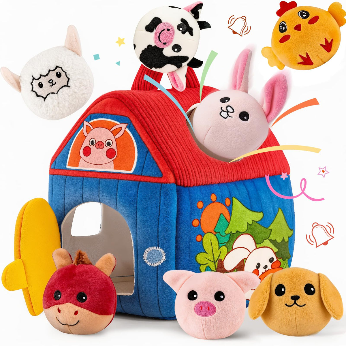 SAIMAND barn toy with animals for tactile play and fine motor skills.