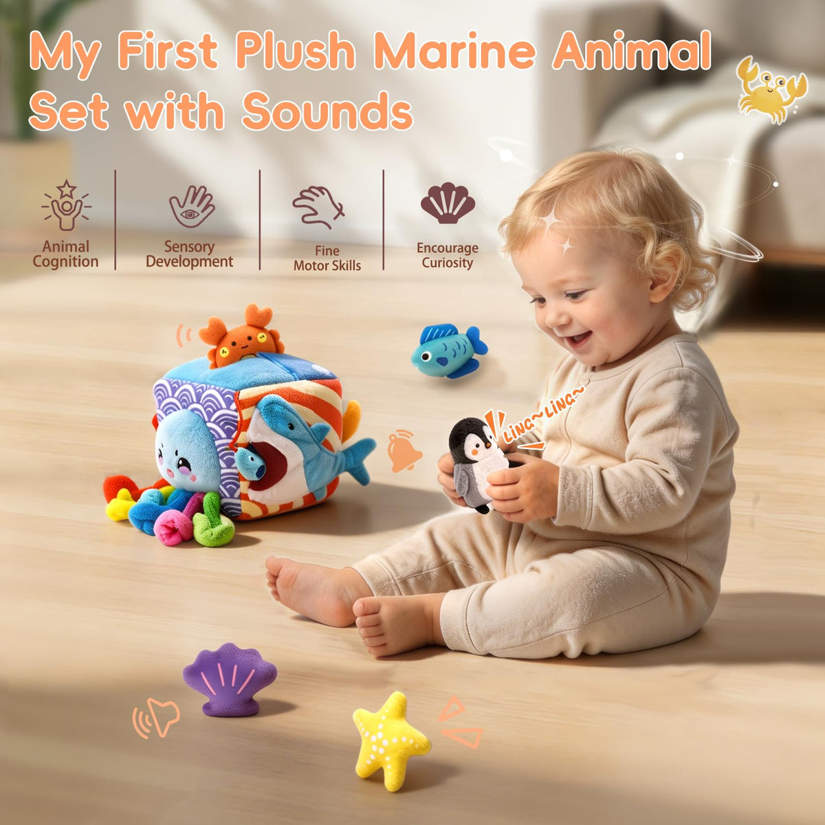 SAIMAND squeak toy engages baby's hearing during exploration.