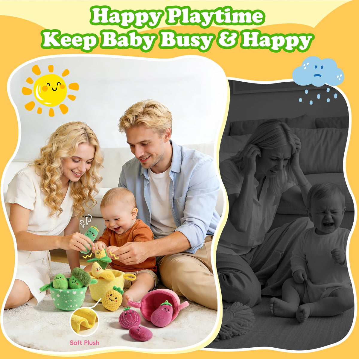 SAIMAND color sorting activity with bright plush pieces for learning.