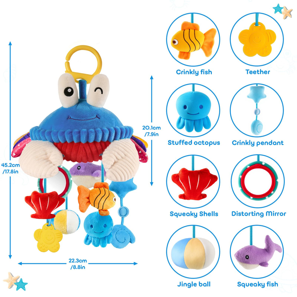 SAIMAND crab plush rattle adds gentle sound to engage baby