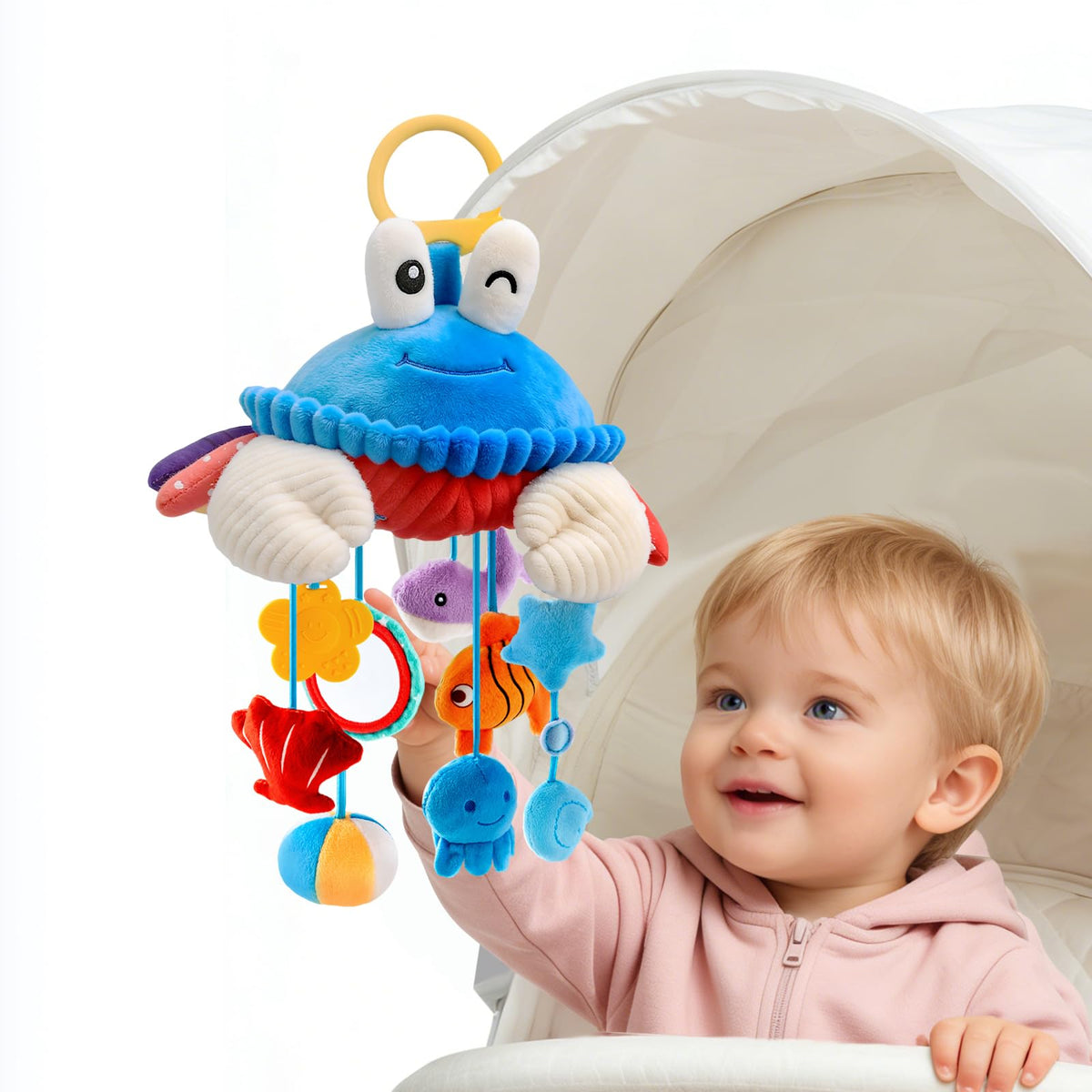 SAIMAND crab toy clip-stroller for on-the-go sensory play