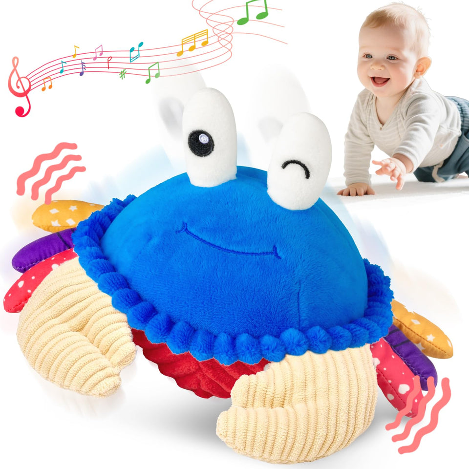 SAIMAND crawling crab toy in motion encouraging crawling and motor play.