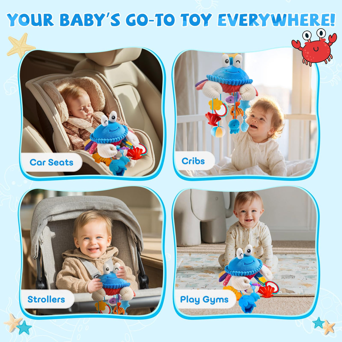 SAIMAND crab crinkly texture toy invites tactile exploration